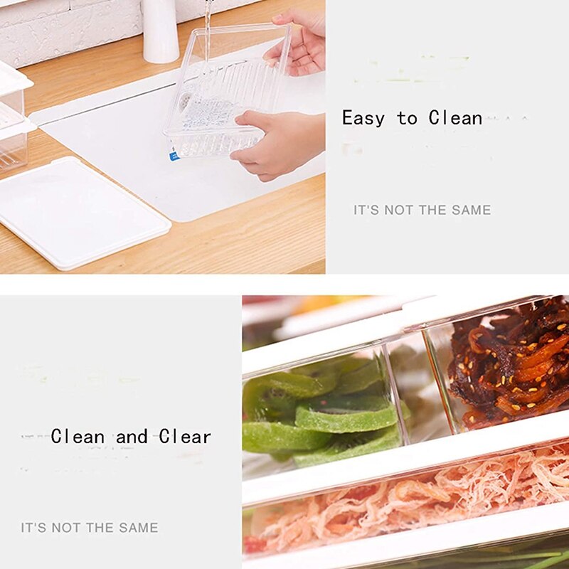 Clear Fridge Storage Containers with Lids Stackable Set 4 Refrigerator Organizer Bins Use in Snacks Grain and Fruit