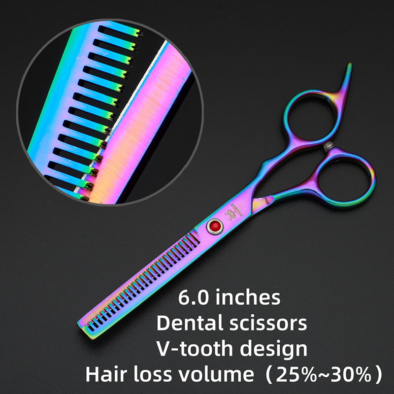 Kalmas kappersschaar set 6.0, kappersschaar set voor het knippen en uitdunnen van haar, salongereedschap: Groente