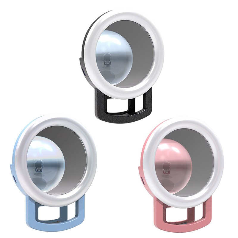 Selfie LED Ring Fill Light Portable Mobile Phone Selfie Lamp 3 Levels Lighting Luminous Mirror Ring Clip Rechargeable For IPhone