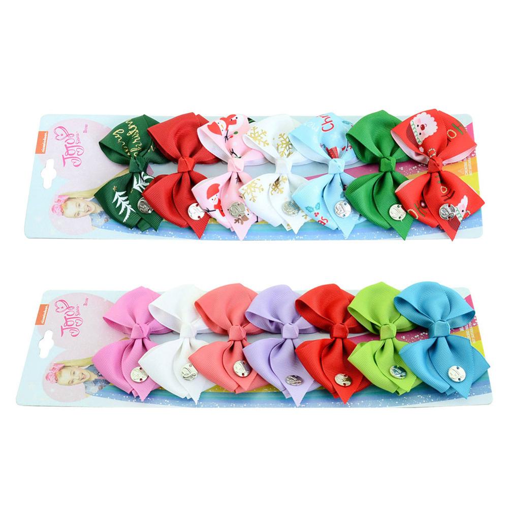 7 Stuks/set Jo Bows Siwa Regenboog Gedrukt Knoop Lint Boog Voor Meisjes Handgemaakte Boutique Haar Clip Kinderen Haaraccessoires