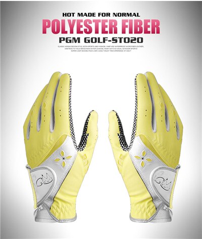1 paar Frauen Leder Golf Handschuhe Verknüpfungen Rechts Hand Schweiß Saugfähigen Sport Handschuhe Damen Anti-Unterhose Golf Handschuhe d0514: Gelb / 21