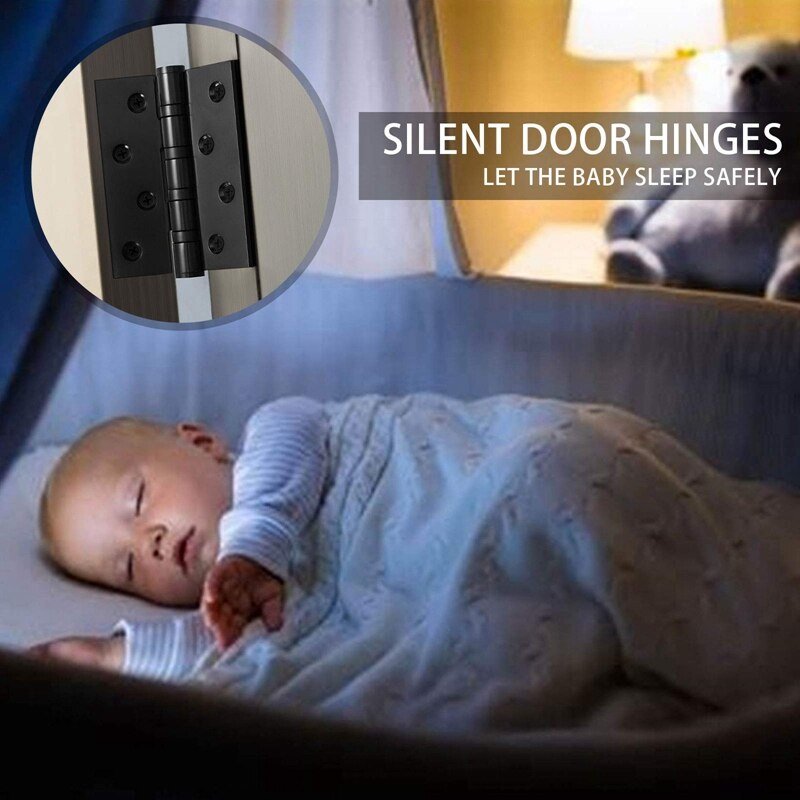 Bisagras de puerta de madera de rodamiento de bolas de acero inoxidable, 4 pulgadas, 100Mm, bisagras de tope plegables para puertas externas internas, puertas sólidas