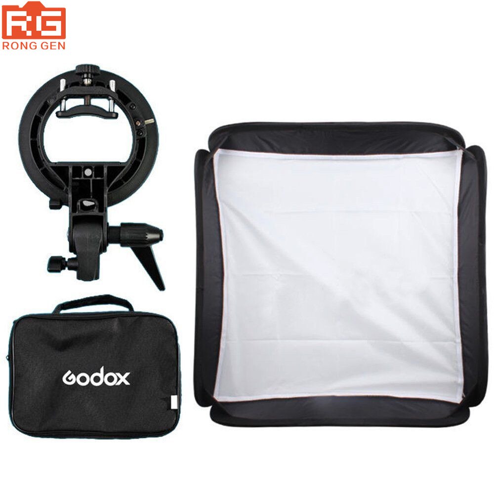 GODOX 40x40/50x50/60x60/80x80cm Softbox with S Type Bracket Stable Bowens Mount Flash Bracket Mount Foldable Softbox Kit