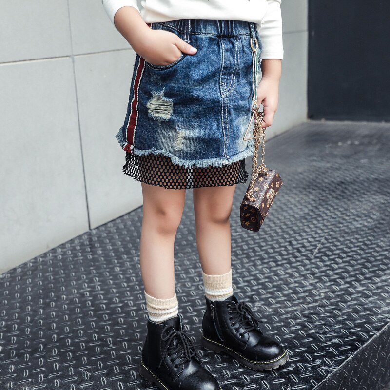 Baby Meisjes Jeans Rokken Zomer Kinderen Denim Rokken Casual Mini Straight Mesh Netto Elastische Denim Kids Rokken Voor Meisje 2-6Y