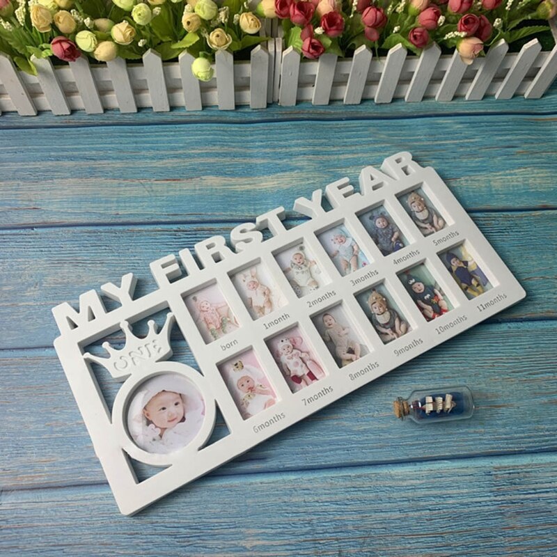 My First Year Baby Keepsake Frame for Photo Memories 0-12 Months Pictures First Year Milestone Photo Frame Souvenirs
