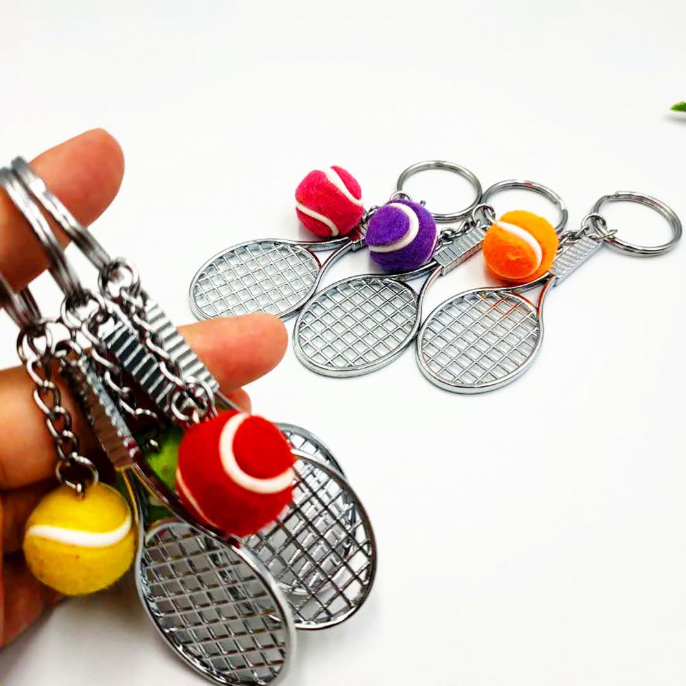 Keychain Anhänger Schlüssel 2Stck Sport Fan Mini Tennis Tasche Schlüsselring DIY Handwerk Zubehör