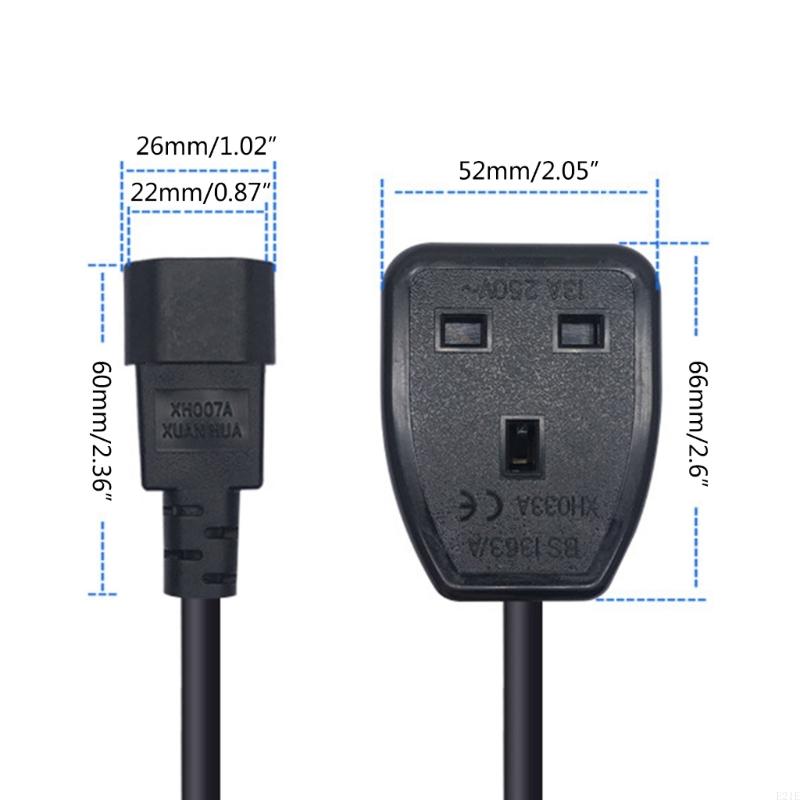 E21E 180cm UK Power Cord 3Pin UK Power Cable IEC320 C14 to Female UK Adapters Power Socket Wire for Consumer Electronics