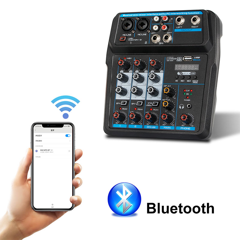 U4 Bluetooth Geluidskaart Usb Opname En Afspelen 4-Kanaals Hal Kamer Galm Effect Opname Live Computer Mixer