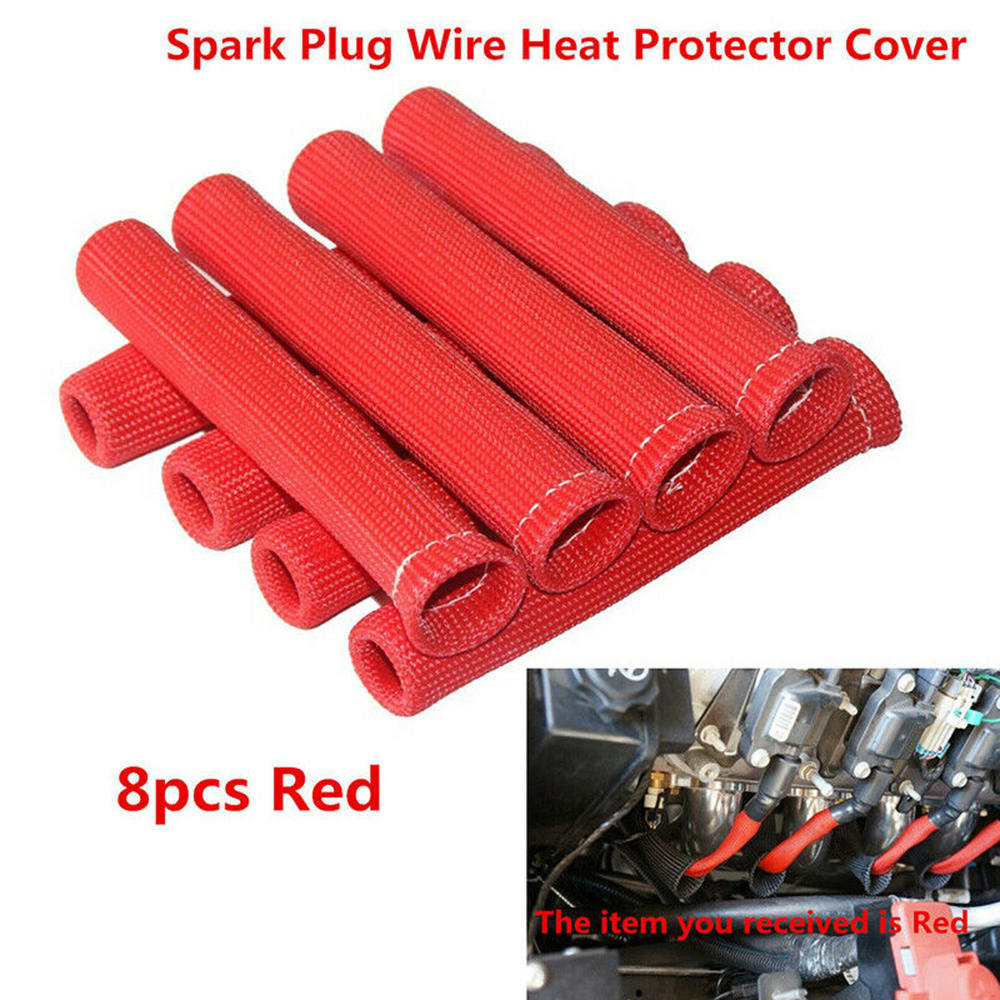 8 stk sort rødblå 1200 universelle tændrør ledningsstøvler varmeskærm beskyttelseshylster til gm chevy ford