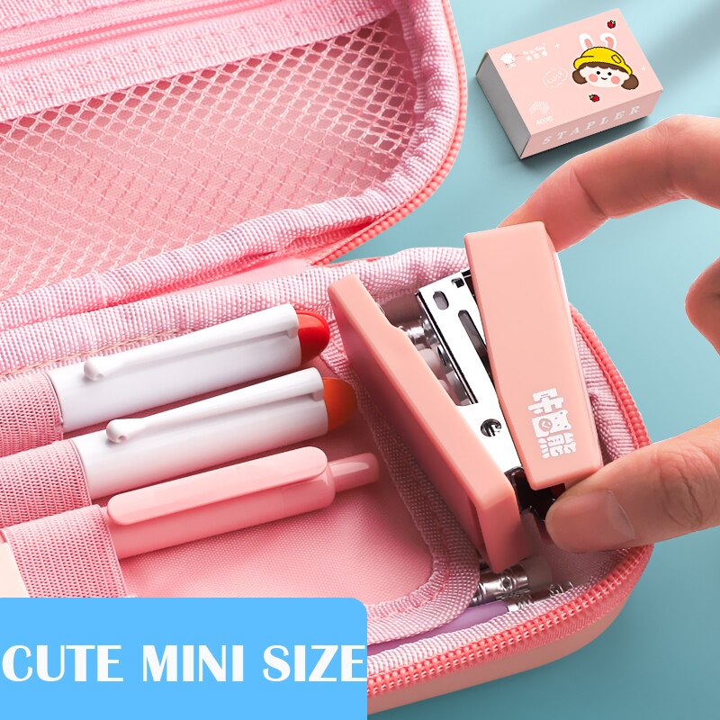 Mini Morandi Color White/Pink/Green/Blue Metal Stapler Set With Staples Binding Tools Stationery Office School Student Supplies