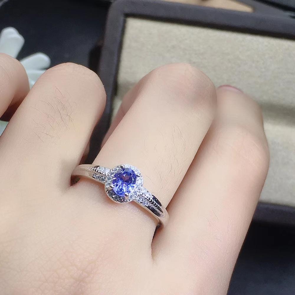 KJJEAXCMY fine jewelry 925 Sterling Silver Natural Tanzanite Girl Ring Pendant Earring Necklace 3 Piece Set Water Suppo