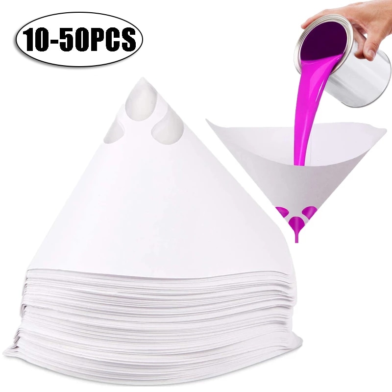 10-50PCS Paint Paper Funnel Disposable Fine Strainers Micron Sieve Filter Paper Mesh Filter Cone Strainer Funnel Household Tools