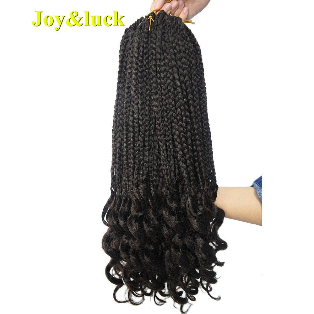 Joy & luck-boîte synthétique longue de 18 pouces | Extensions de cheveux, pointes bouclées, couleur Ombre, Crochet pour tressage, pour femmes: dark brown
