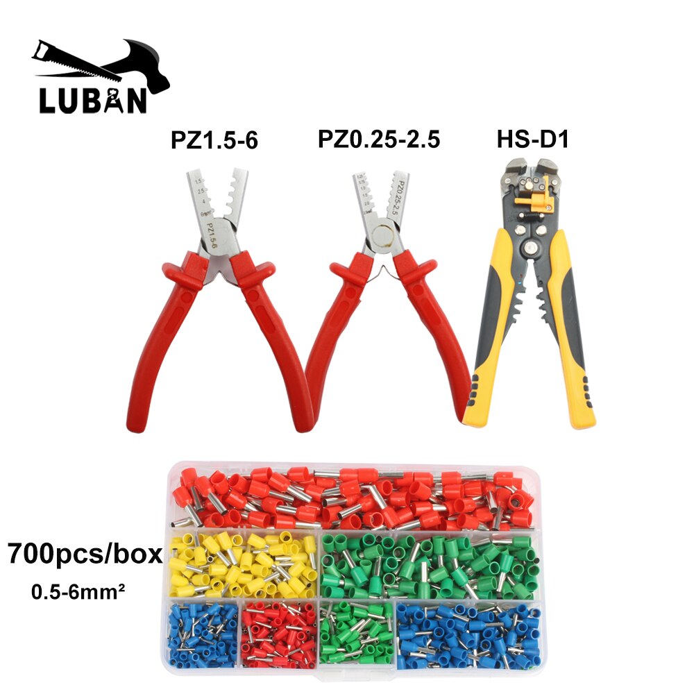 Pz Krimptang Krimptang Voor Klemmen Tang Elektrische Tubular Terminals Doos 0.5-6mm2 Draad Stripper Tool Set