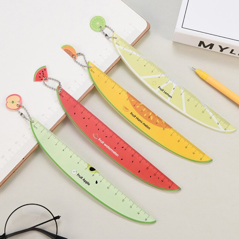 Plastlinjaler rakt mätverktyg söta fruktmönster skolmaterial 17cm * 2.5cm