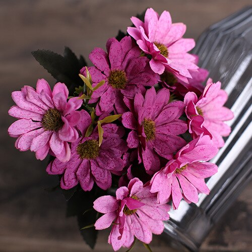 10 Hoofd Kunstbloemen Gerbera Tak Handgemaakte Diy Bloem Muur Boeket Nep Bloem Home Banket Bruiloft Kerst Decoratie: dark pink