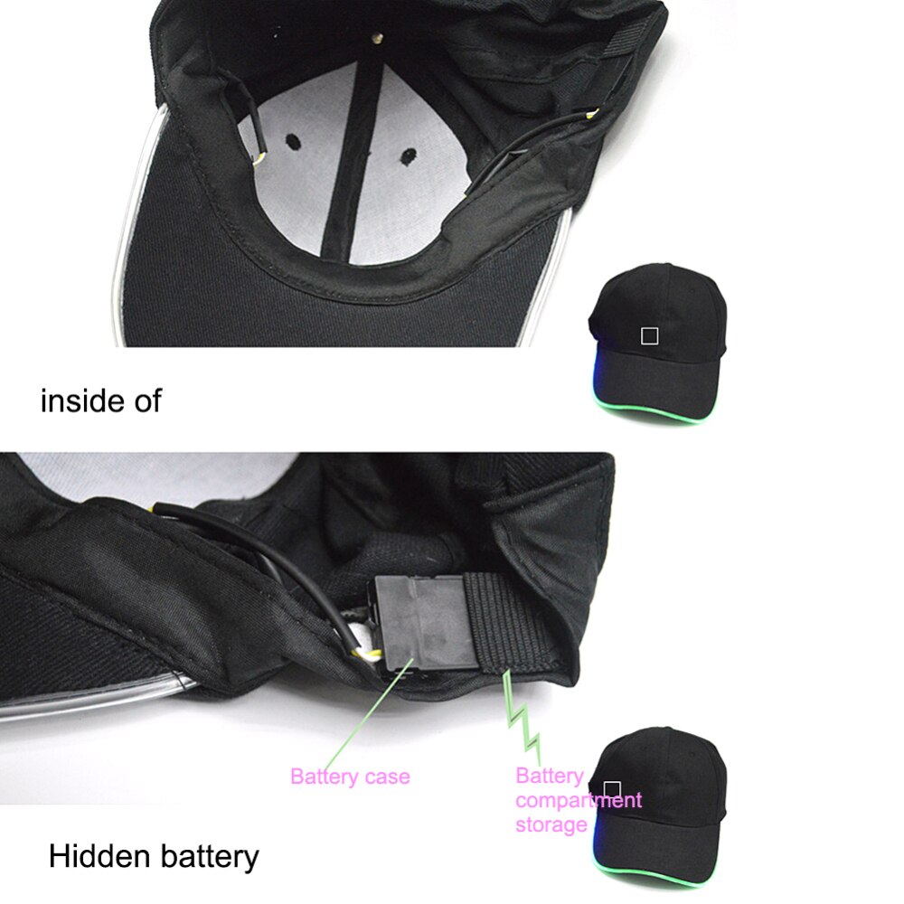 Turcaps ledet lys lyse farger unisex baseball 3 moduser glødende lue til festfiske hofte-hopp løpesportscaps