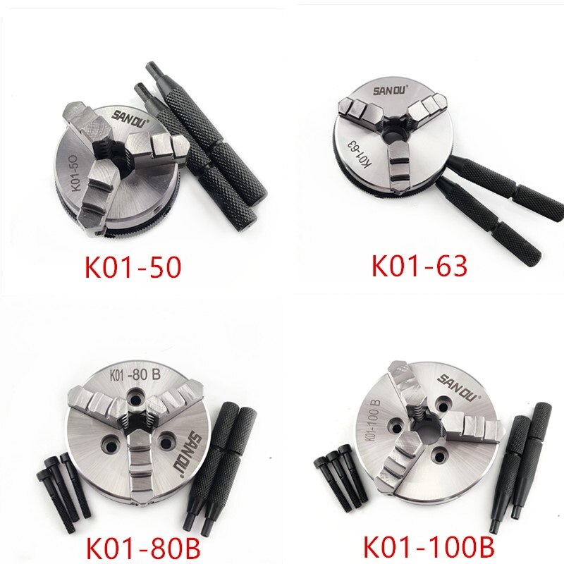 3/4 Kaken Staal Hout Draaibank Chuck 50Mm 63Mm Handleiding Chuck Zelfcentrerend Diy Metalen Hout Draaibank Gereedschap