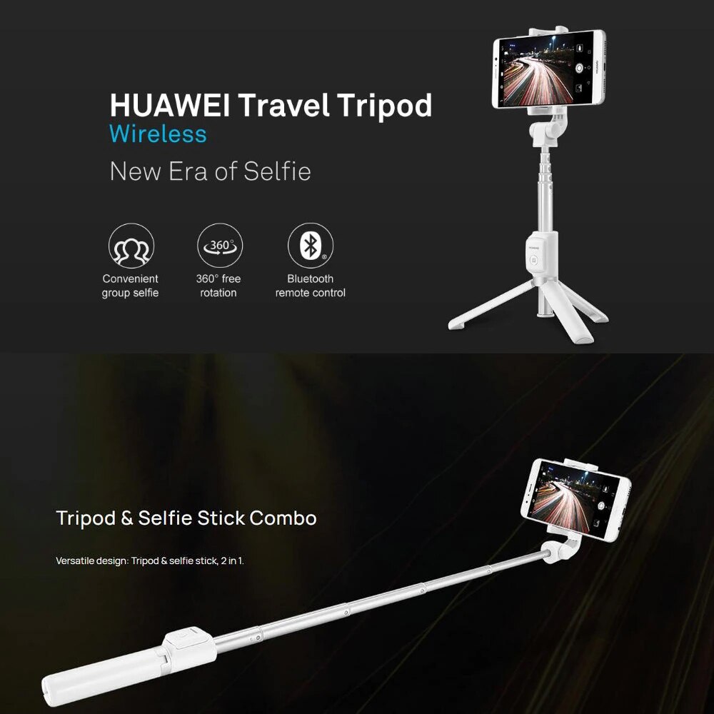 Huawei  af15/cf15 pro bluetooth selfie stick stativ bærbar trådløs fjernbetjening zoomkontrol håndholdt monopod til ios android telefon