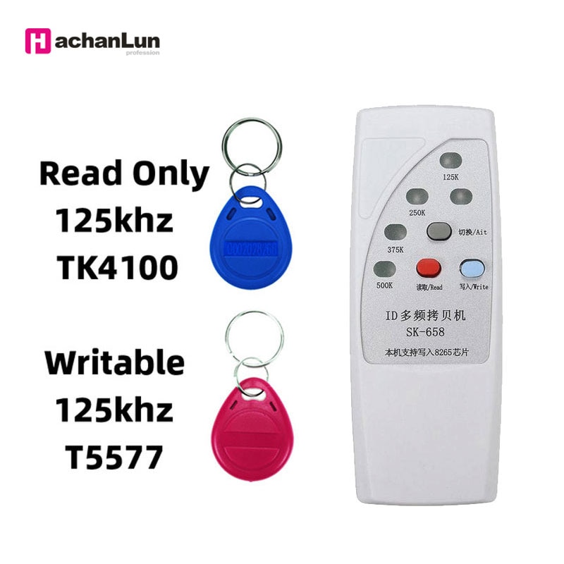 Handhållen skrivare rfid dupliceringsmaskin kopiator 125/250/375 / 500 khz multi-frekvens chip läsare id programmerare