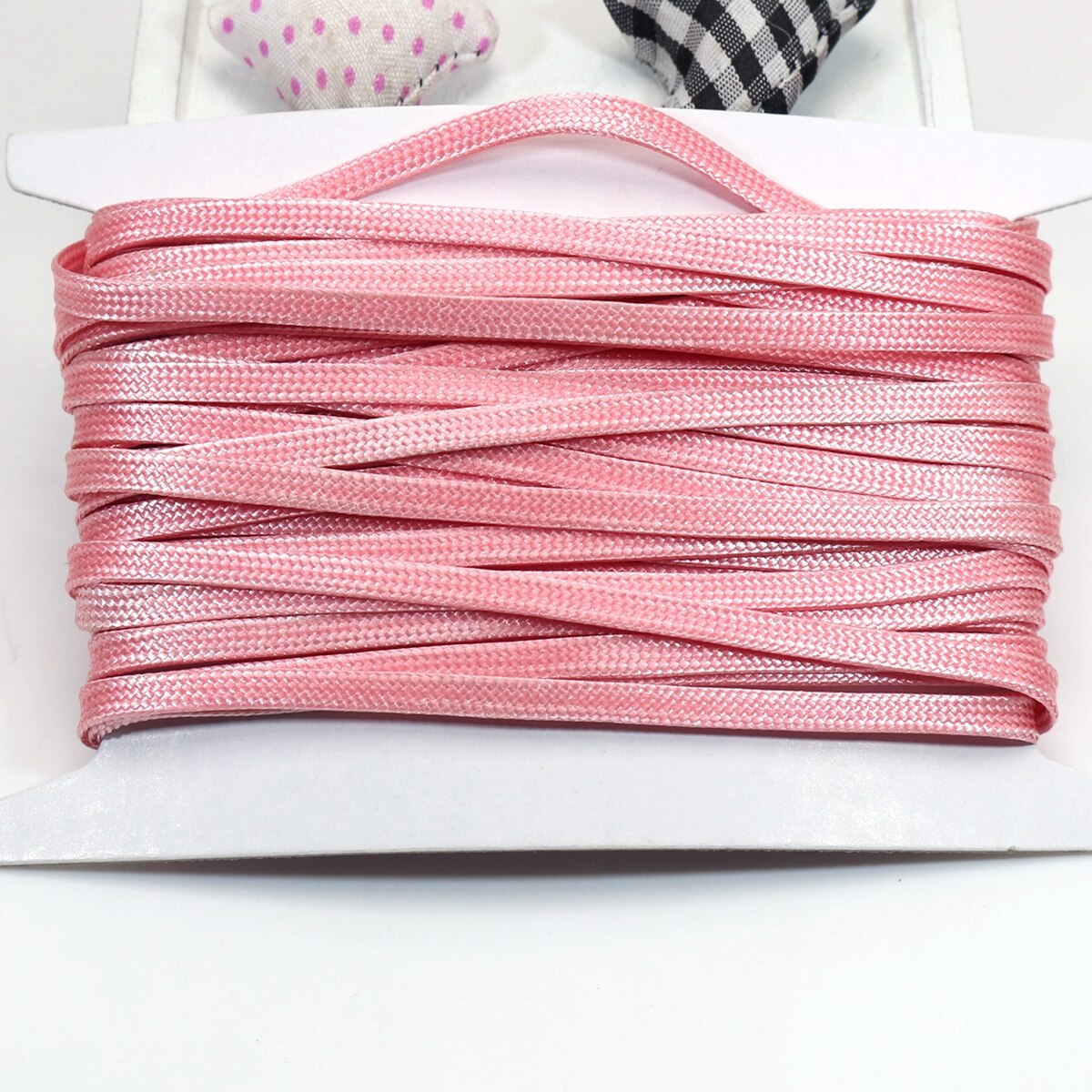 11 Yards FLAT 4mm Korean Waxed Textured Cord Craft Lace String Thread Various: Pink