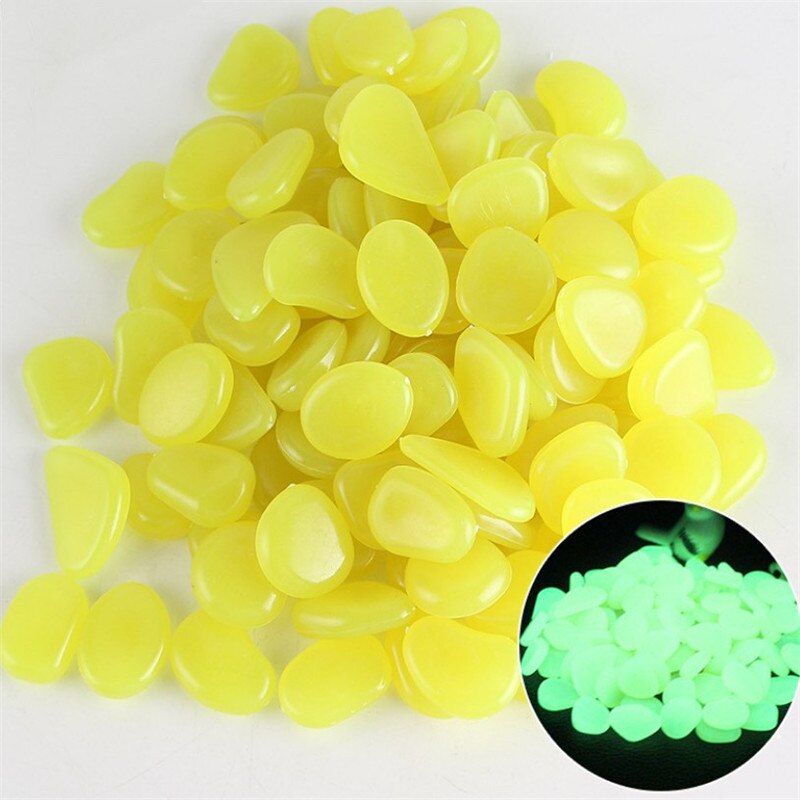 10 Pcs Amazing Garden Decor Luminous Stones Glow In the Dark Pebbles Light Emitting Aquarium Fish Tank Decoration Pebble Rocks: Yellow
