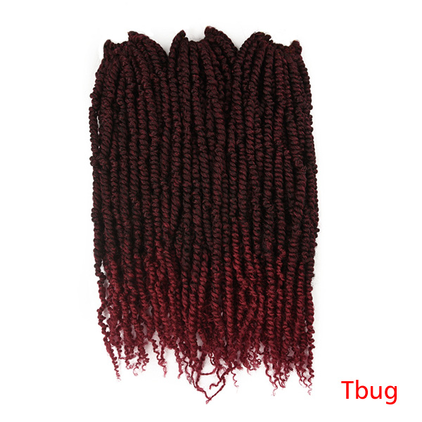 TOMO 18 Zoll 45cm Frühling Leidenschaft Twist Häkeln Haar Ombre Synthetische Flechten Haar Extensions 12 Wurzeln Flauschigen Häkeln Zöpfe: T1B/Burgundy