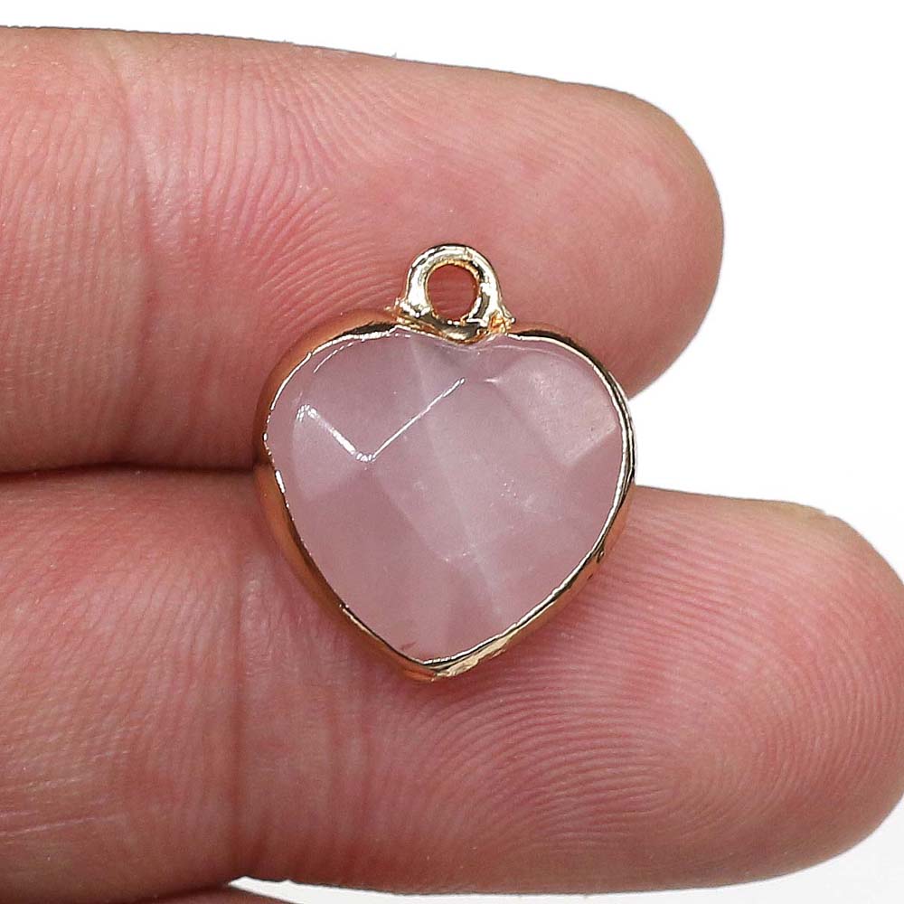 2Pcs Naturale di Pietra Del Pendente Del Cuore Del Pendente di Figura Per Pendenti E Ciondoli Creazione di Gioielli FAI DA TE Collana Accessori 14x17 & 15x18mm: Rose Quartz 1