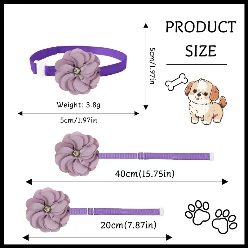 1/6 Uds. Collares para perros hechos a mano, pajaritas ajustables con flores para perros, corbatas de encaje para perros, pajaritas para mascotas, accesorios de aseo para perros