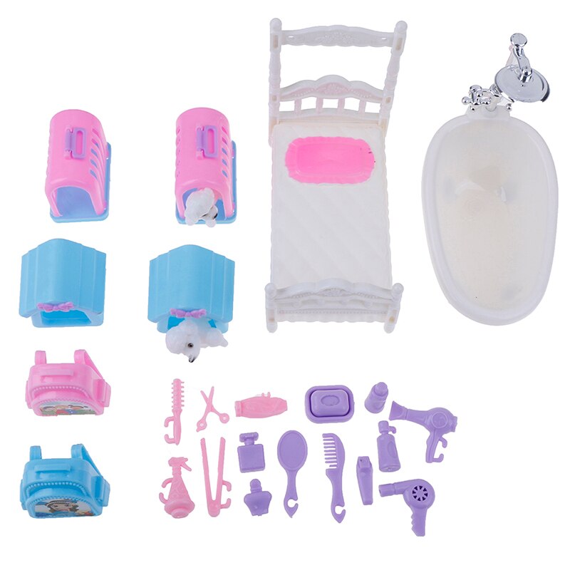 1 sæt plastik mini badeværelse miniaturer møbler sæt til diy dukkehus børn legetøj indretning dukke til børn