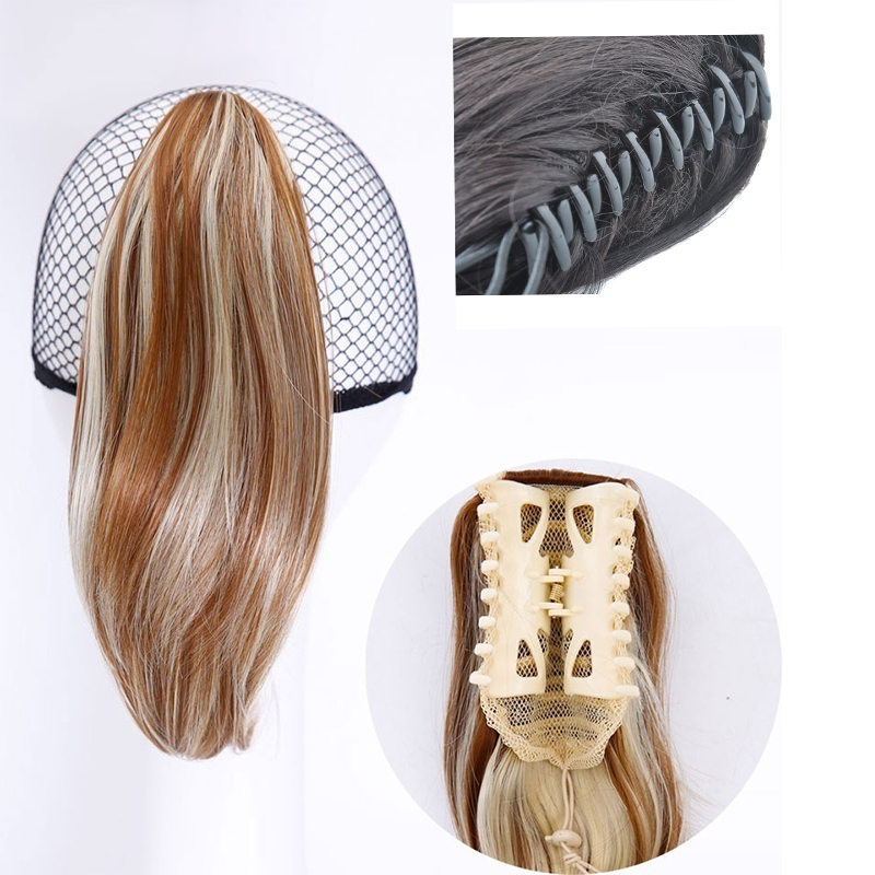 LUPU-coleta recta corta de 6 ", coleta sintética, cola de pelo Natural, garra resistente al calor, Clip en extensiones de cabello