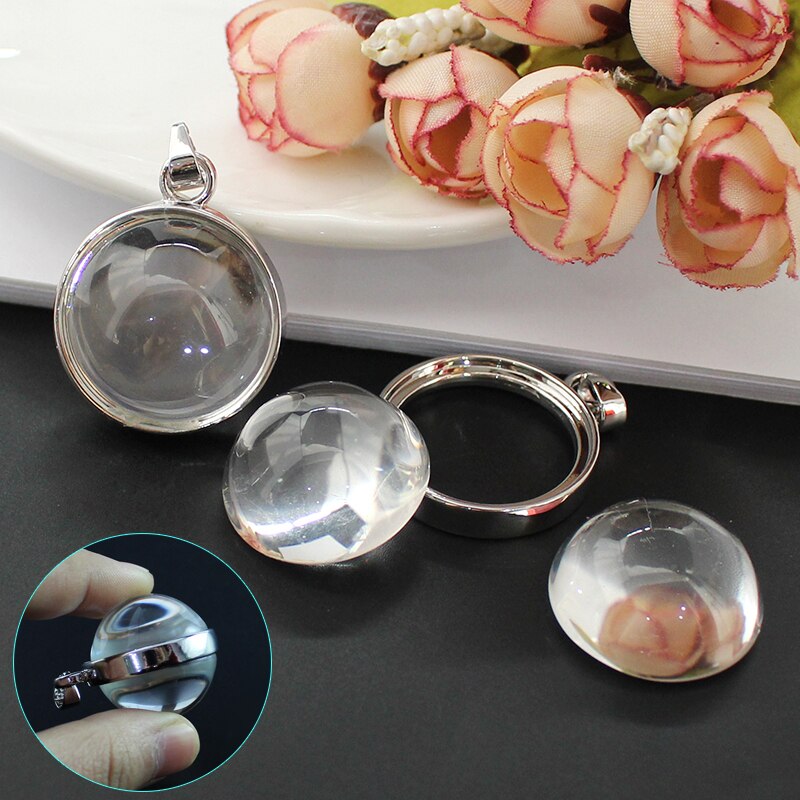 2PCS Medaillon Basis Einstellung Fit Mit 25mm Glas Cabochon Anhänger Diy Schmuck Finden Medaillon Halskette Anhänger: 28M Ball Silver