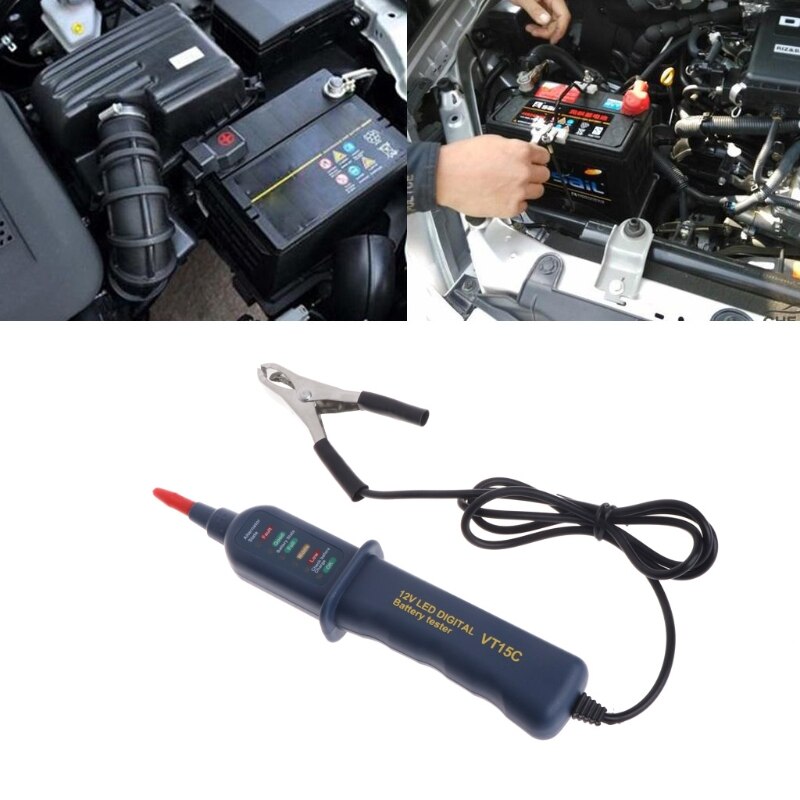 12V Digital Battery Auto Alternator Tester with 6 LED For Car Motorcycle Truck