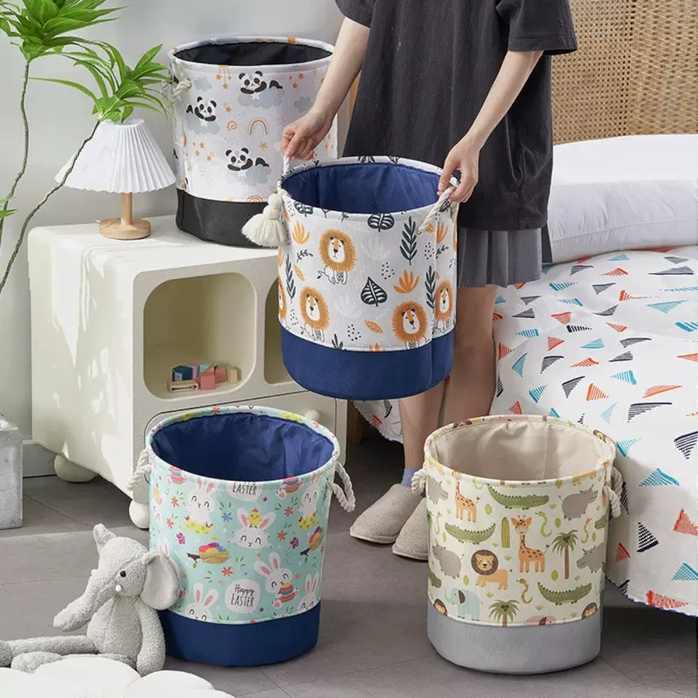 Opbergmanden Speelgoed Opbergdozen Cartoon Print Organizer Verdikte Opbergtas Stof Trekkoord Rommel Opbergdoos