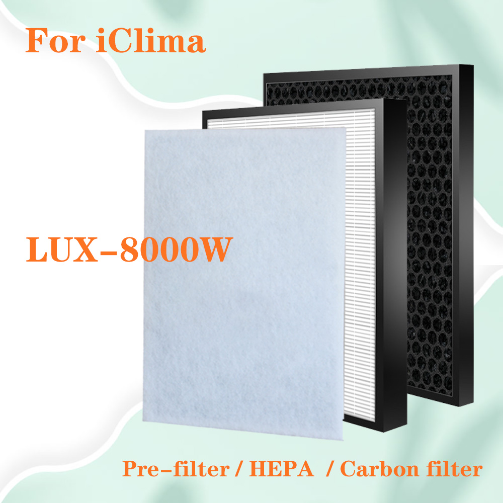 Filtro HEPA de repuesto y filtro de carbón para purificador de aire iClima, LUX-8000W