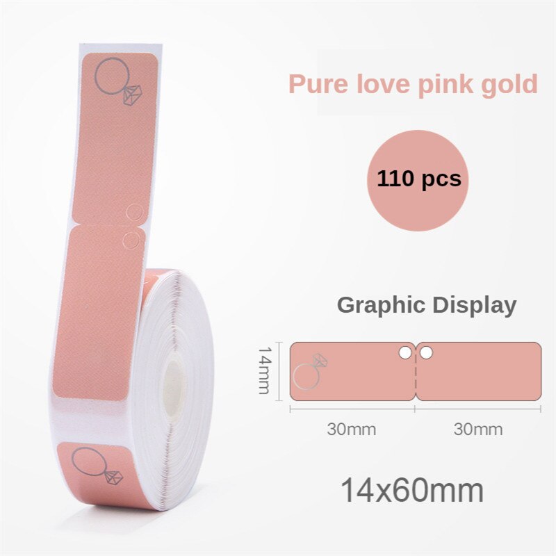 D11Printer Label Jewellery Bracelet Waterproof Anti-Oil Tear-Resistant Price Label Pure Color Scratch-Resistant Label Paper Roll: Pure love pink gold