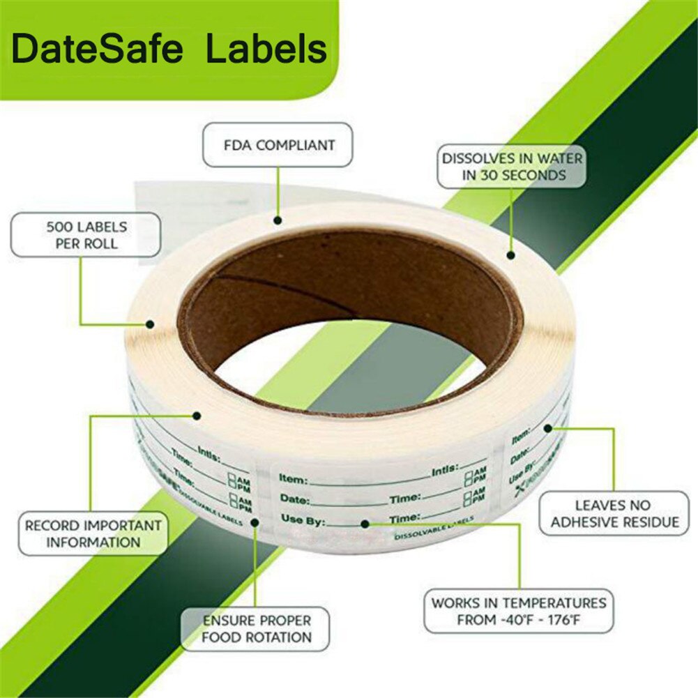 Étiquettes alimentaires adhésives amovibles étiquettes alimentaires stockage des aliments congélateur autocollant papier pour cuisine nourriture Date sûre fournitures
