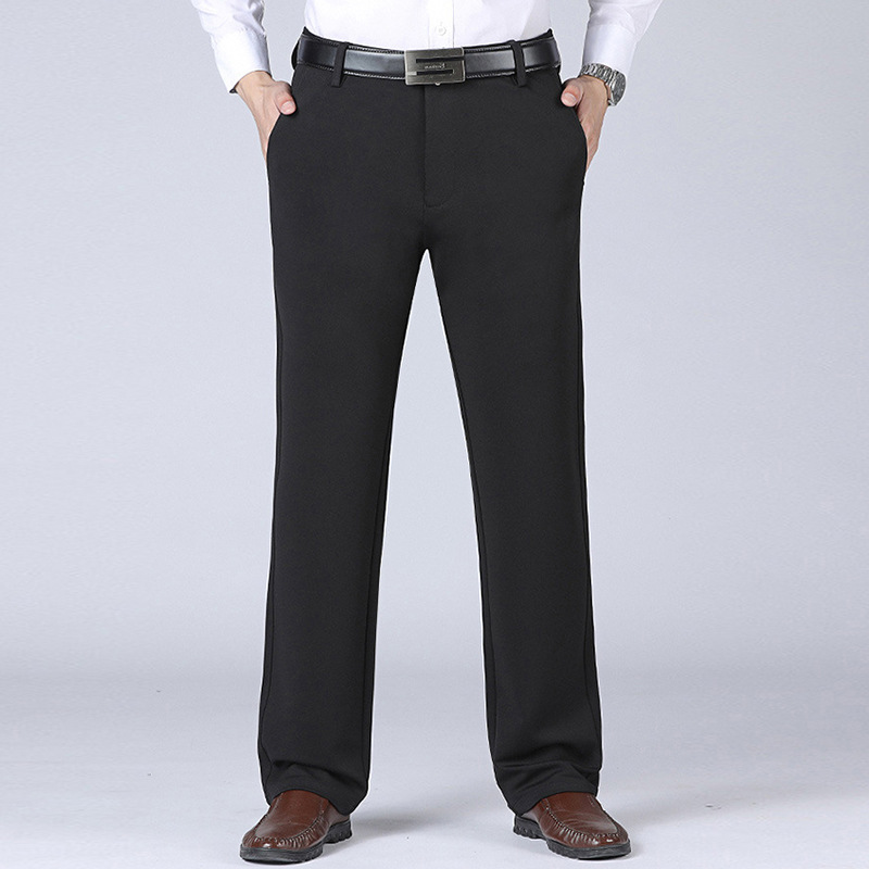 Pantalones de negocios para hombre talla grande 52 pantalones de traje rectos con cintura elástica pantalones largos de trabajo formales pantalones casuales sueltos de talla grande: XL / Beige