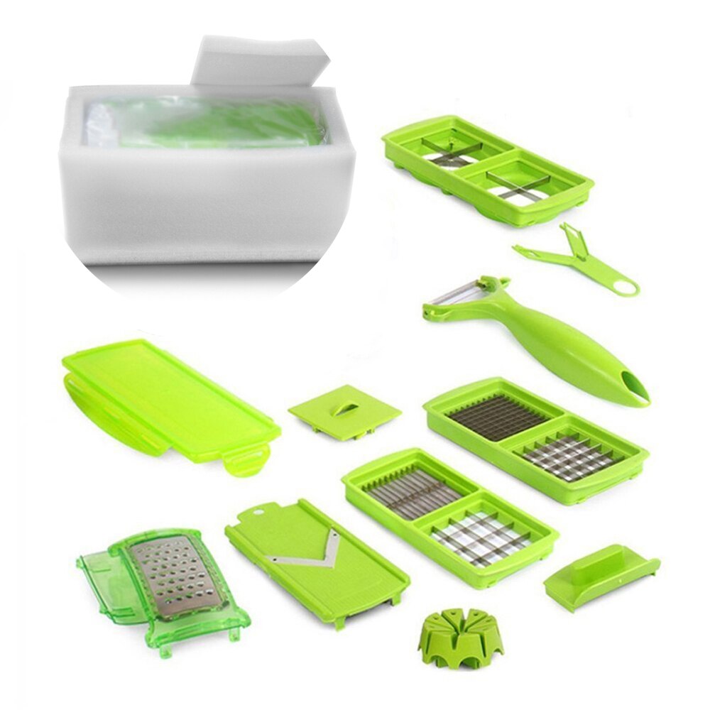 5 in 1 Magic Nicer Quick Stainless Steel Vegetable Dicer Chopper 5 in 1 Multi-Functional Kitchen Onion Vegetable Cutter Slicer: 12pcs