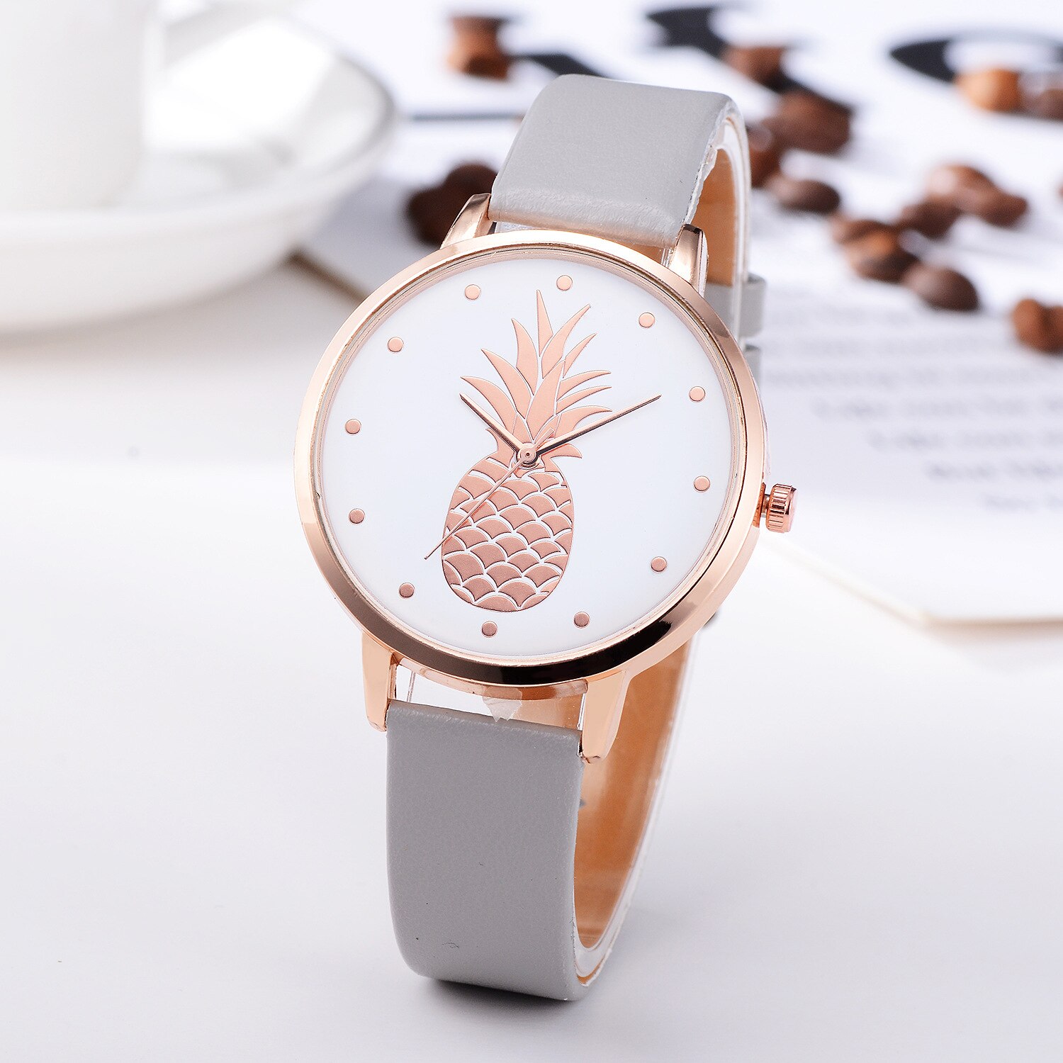 Montre à quartz analogique pour fille, bracelet en PU, motif ananas, à la , couleur, d&#39;anniversaire,: 7