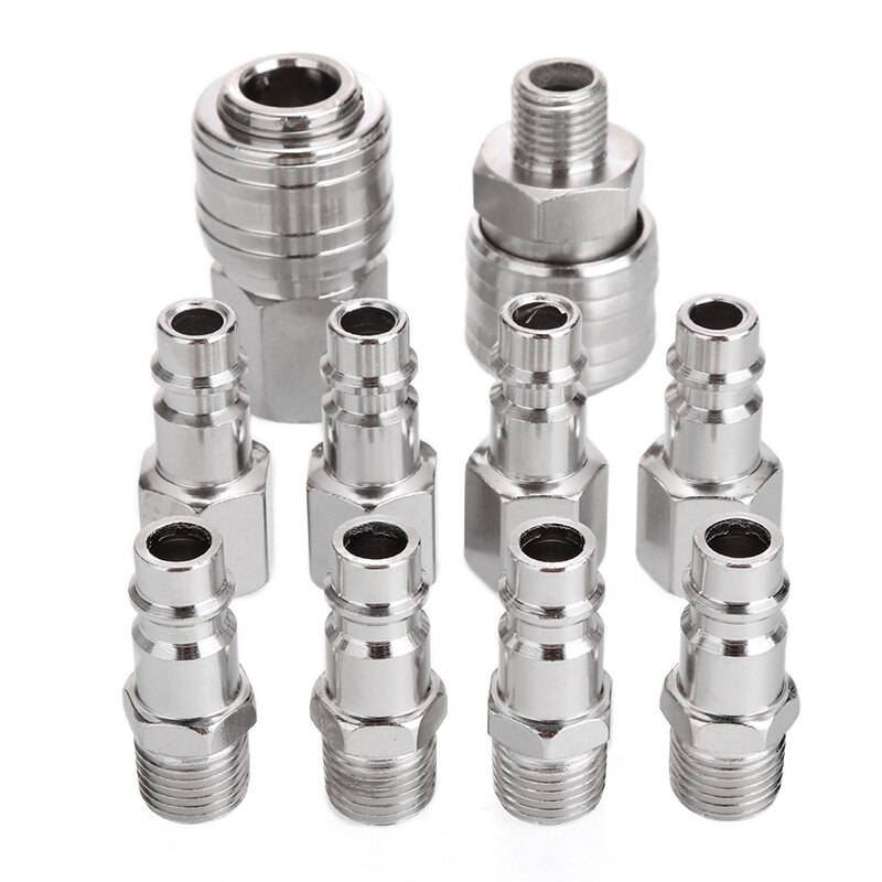 10pcs/set Quick Couplings BSP Air Line Fitting Euro 1/4&quot;Air Line Fitting Hose Compressor Fitting Connector For Pneumatic Tools