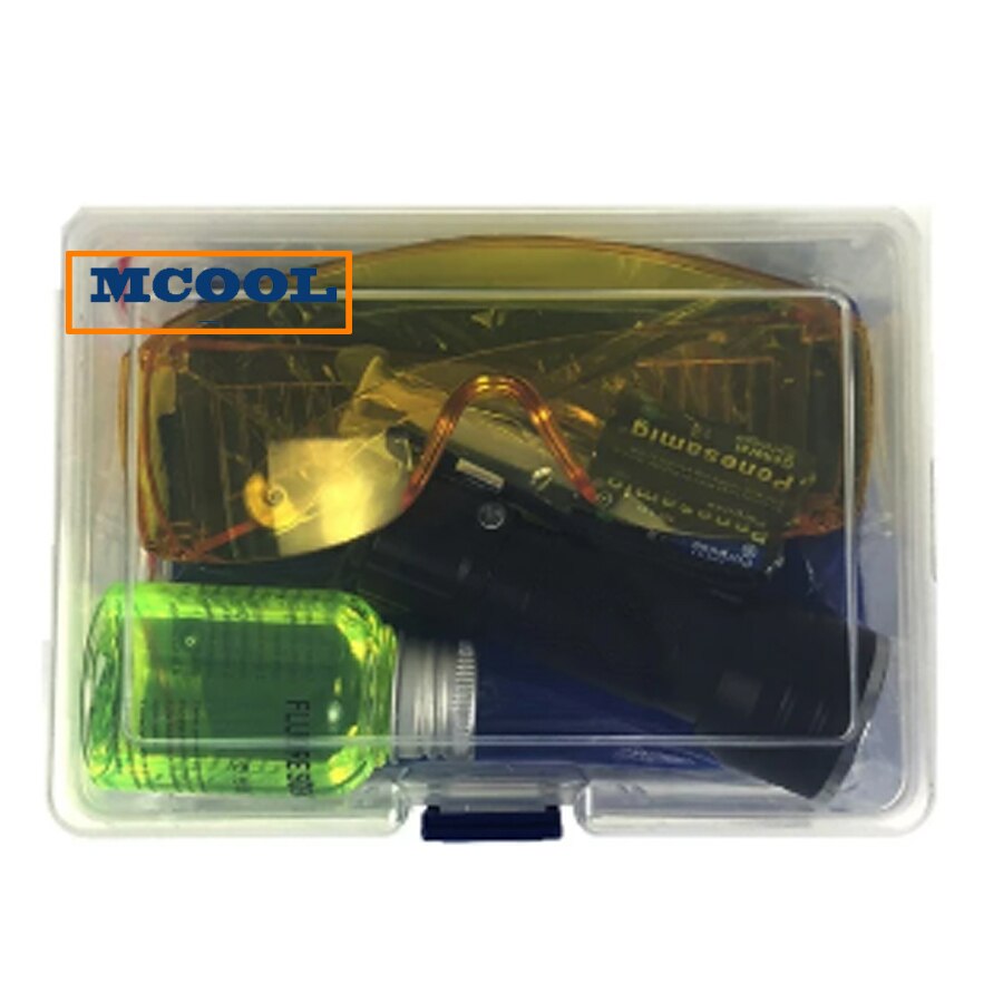 Détection automatique de fuite fluorescente climatisation automatique R134a réfrigérant gaz Freon AC détecteur de Test de fuite outil de réparation colorant UV