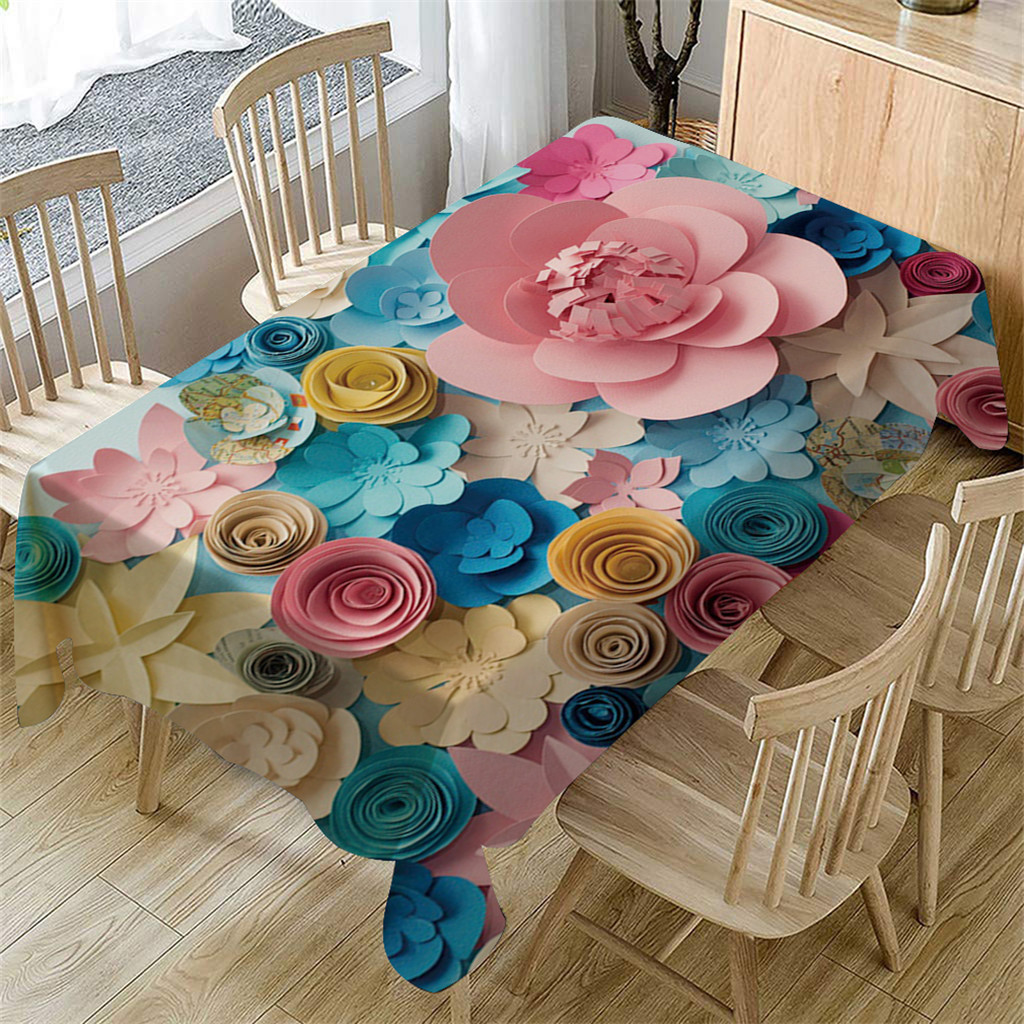 Duge 3d blomster duge vaskbar rektangulær te borddækning spisestue hjem indretning køkken spisebord klud  #lr3: D