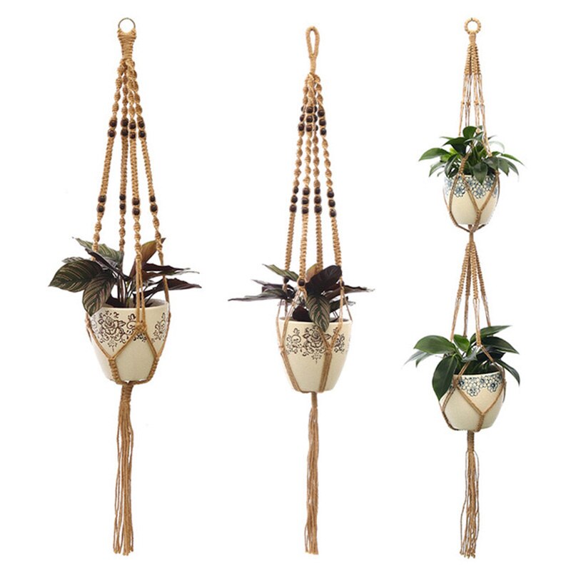 Vintage Hanging Flowerpot Net 100% Cotton Handmade Hanging Baskets Macrame Plant Hangers Flowerpot Holder Basket Home Decor