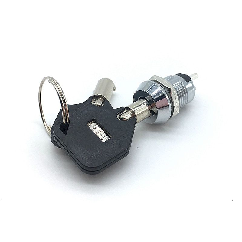 2pcs/lot 12mm Metal Key Switch 250V ON OFF Locking Switch Electrical Key Rotary Switch with 2 Keys 2 Position