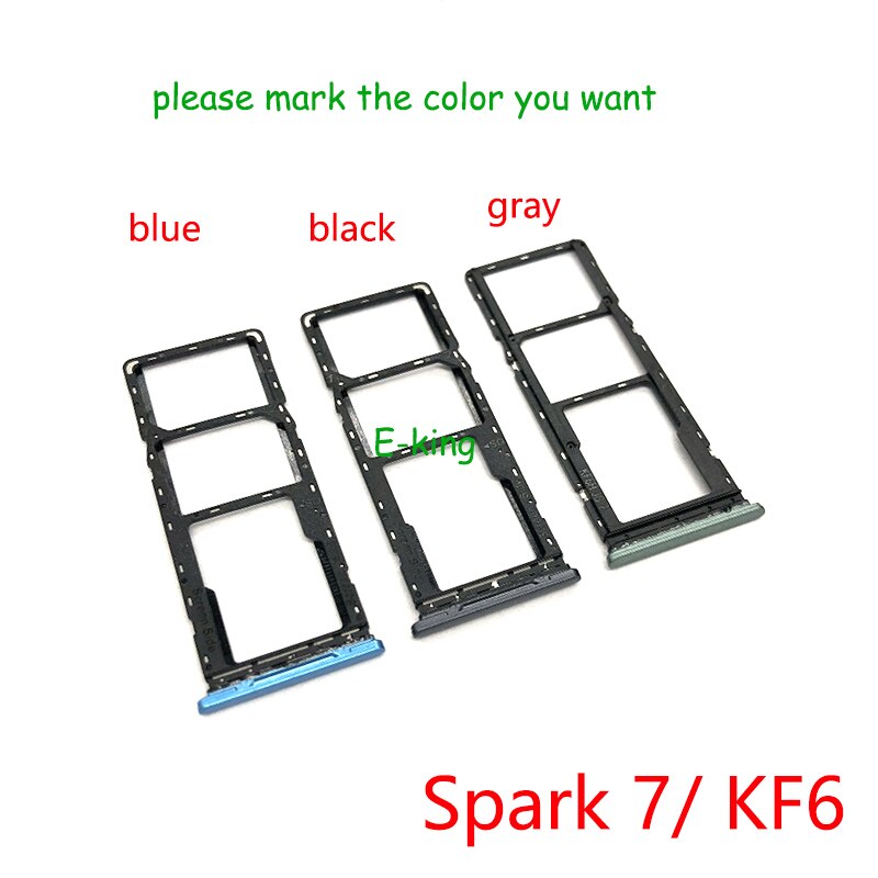For Tecno Spark 2 4 5 6 7 Air Pro KA7 KC2 KC8 KD7 KD6 KE7 KE6 KF6 KF8 KB7 Sim Card Slot Tray Holder Sim Card Reader Socket: Spark 7 KF6