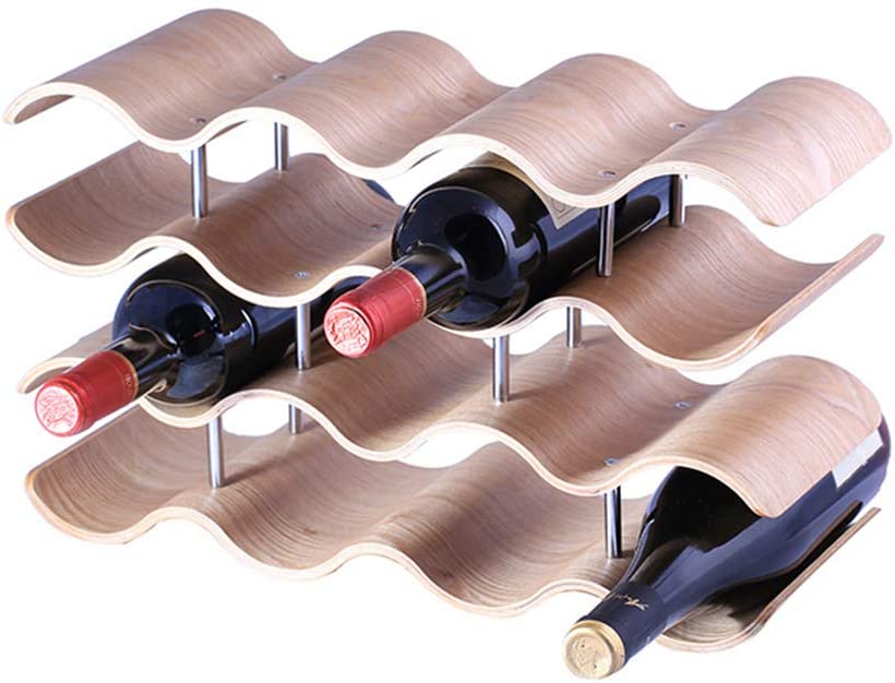 Wine Bottle Rack Wave Wine Stand Holder Bamboo Woo... – Grandado