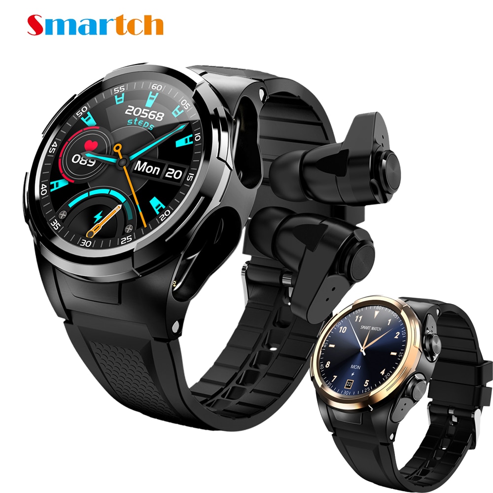 Smartch Smartwatch Men - Bluetooth Earphones, Body Temp Thermometer, Full Touchscreen, 1.3" Display