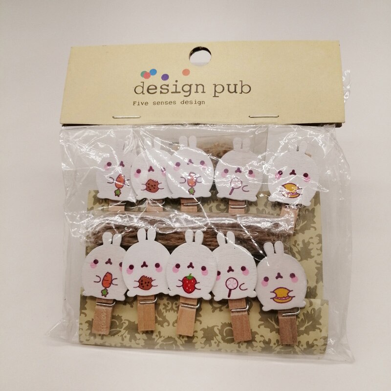 10pcs/bags Clothes Clip Wooden Clips 35mm Decoration Craft Natural Pegs Mini Clothespin Wooden Clip for Clothes Hair Accessories: Fat rabbit