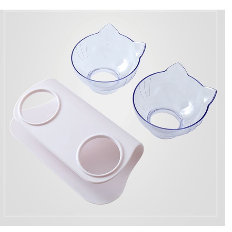 Orthopedic Anti-vomiting Cat Feeder Dog Bowl Transparent AS Material Non-slip Food Bowl With Protection Cervical Transparent Cat